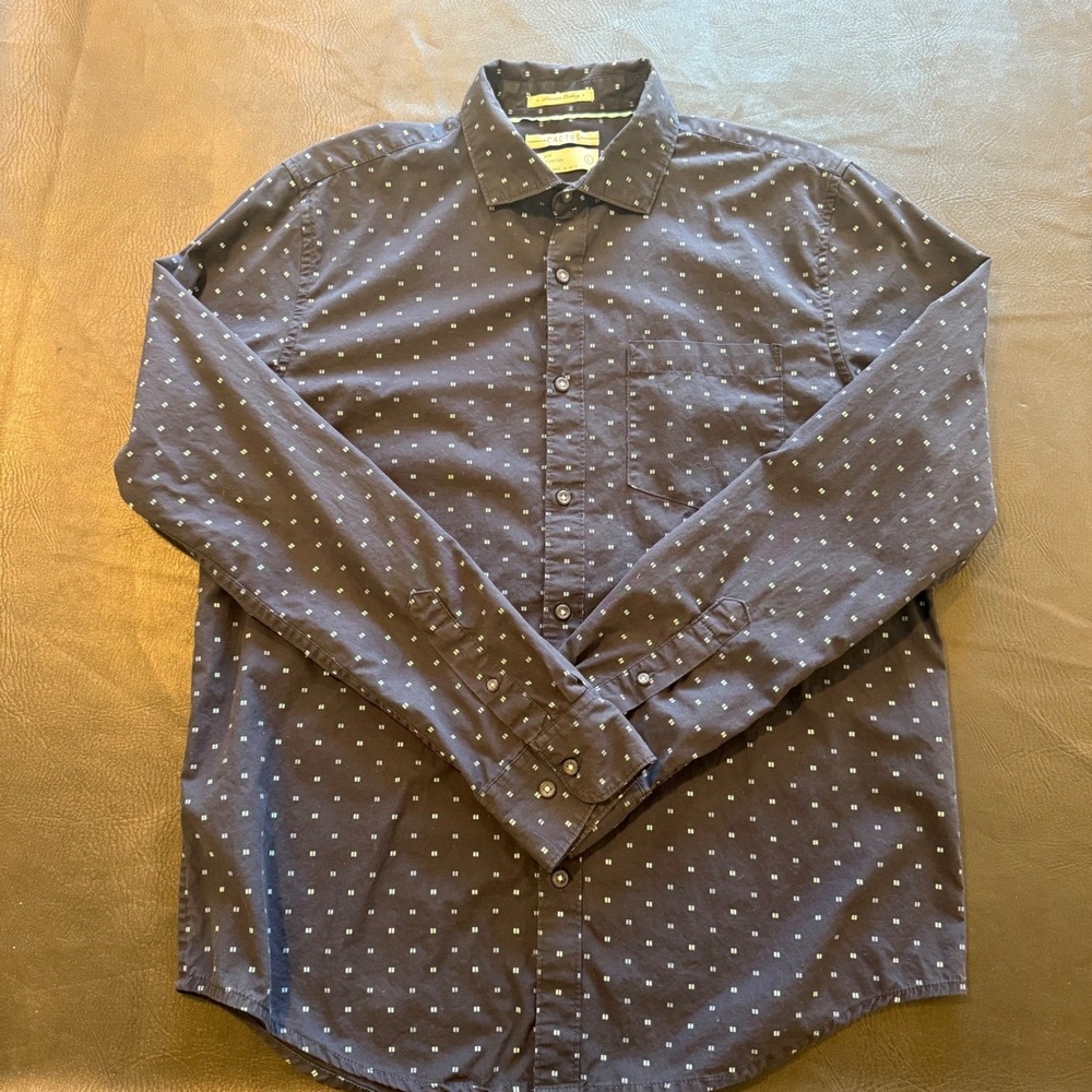 Cactus Premium Clothing Mens Long Sleeve Button Up Shirt Patterned Brown L - Picture 2 of 5